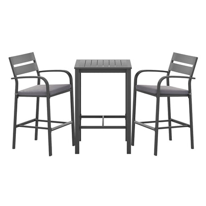Gardeon 3Pcs Outdoor Bar Set Stools Dining Chairs Table Patio Aluminium Bistro Set Black - OZ Home Deals