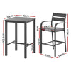Gardeon 3Pcs Outdoor Bar Set Stools Dining Chairs Table Patio Aluminium Bistro Set Black - OZ Home Deals