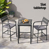 Gardeon 3Pcs Outdoor Bar Set Stools Dining Chairs Table Patio Aluminium Bistro Set Black - OZ Home Deals