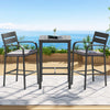 Gardeon 3Pcs Outdoor Bar Set Stools Dining Chairs Table Patio Aluminium Bistro Set Black - OZ Home Deals