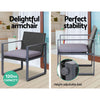 Gardeon 4 PCS Outdoor Sofa Set Rattan Furniture Glass Top Table Chairs Black - OZ Home Deals