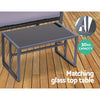 Gardeon 4 PCS Outdoor Sofa Set Rattan Furniture Glass Top Table Chairs Black - OZ Home Deals
