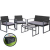 Gardeon 4 PCS Outdoor Sofa Set Rattan Furniture with Storage Cover Chairs Black - OZ Home Deals