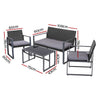 Gardeon 4 PCS Outdoor Sofa Set Rattan Furniture with Storage Cover Chairs Black - OZ Home Deals