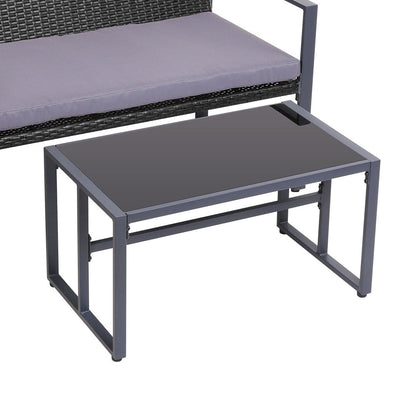 Gardeon 4 PCS Outdoor Sofa Set Rattan Furniture with Storage Cover Chairs Black - OZ Home Deals
