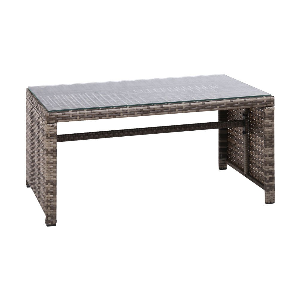 Gardeon 4 PCS Outdoor Sofa Set with Storage Cover Rattan Chair Furniture Grey - OZ Home Deals
