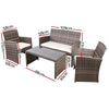 Gardeon 4 PCS Outdoor Sofa Set with Storage Cover Rattan Chair Furniture Grey - OZ Home Deals