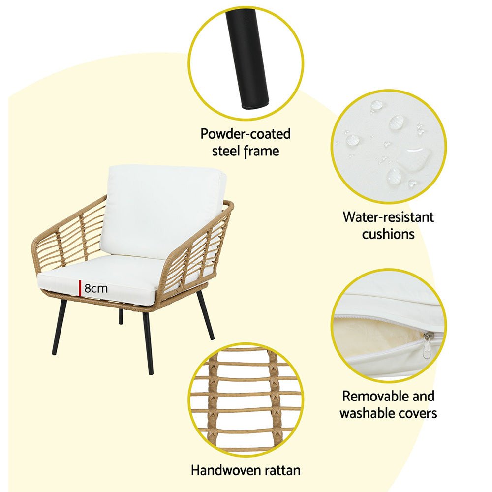 Gardeon 4-Piece Outdoor Sofa Set Rattan Lounge Setting Table Chairs - OZ Home Deals