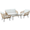 Gardeon 4-Piece Outdoor Sofa Set Rattan Lounge Setting Table Chairs - OZ Home Deals