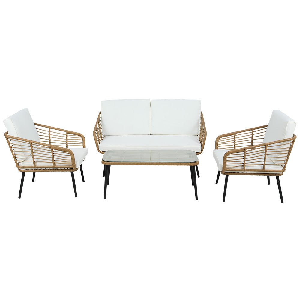 Gardeon 4-Piece Outdoor Sofa Set Rattan Lounge Setting Table Chairs - OZ Home Deals