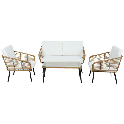 Gardeon 4-Piece Outdoor Sofa Set Rattan Lounge Setting Table Chairs - OZ Home Deals