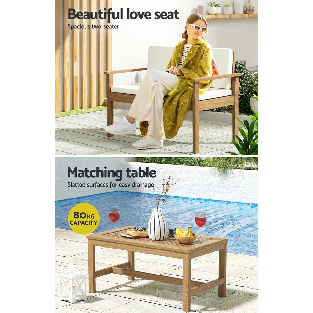 Gardeon 4-Piece Outdoor Sofa Set Wooden Couch Lounge Setting - OZ Home Deals