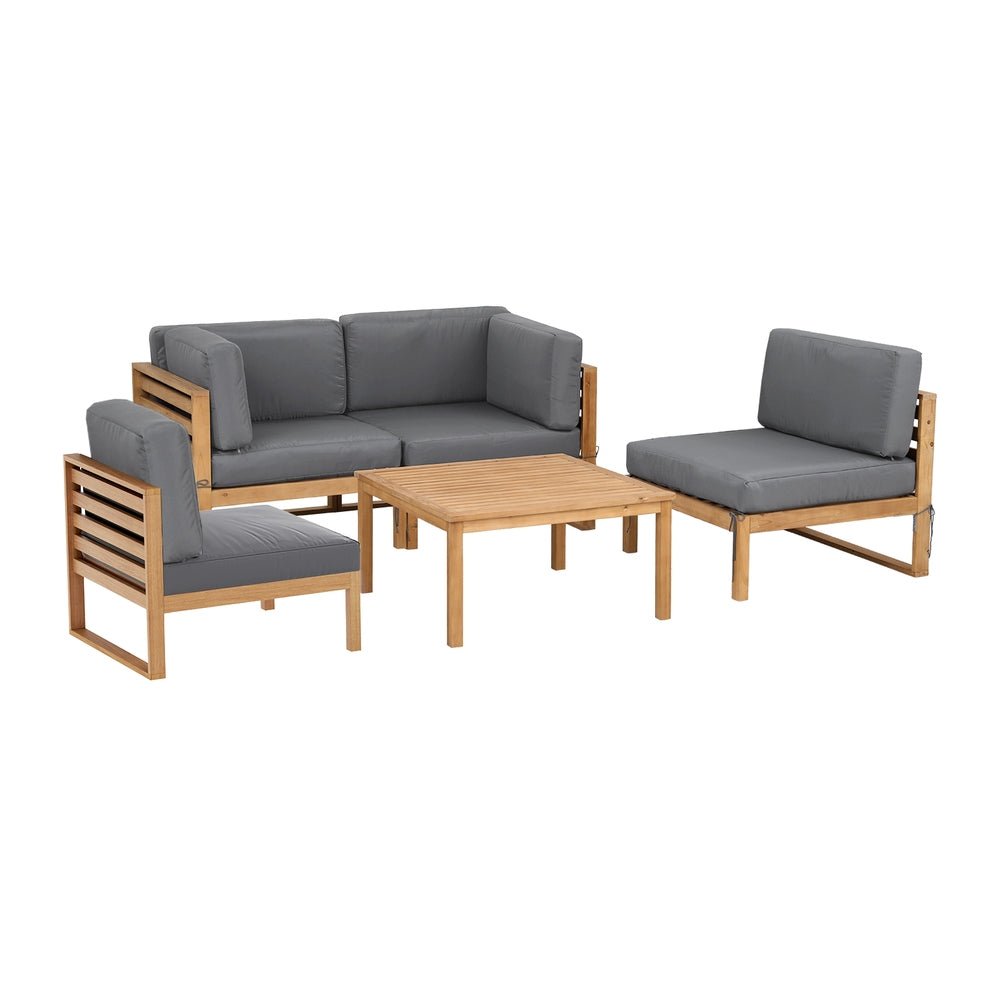 Gardeon 4-Piece Outdoor Sofa Set Wooden Couch Lounge Setting 5PCS - OZ Home Deals