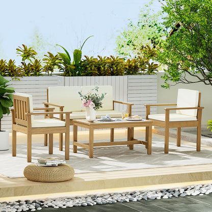 Gardeon 4-Piece Outdoor Sofa Set Wooden Couch Lounge Setting - OZ Home Deals