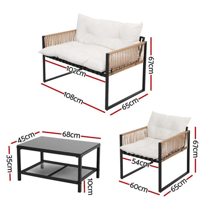 Gardeon 4 Seater Outdoor Sofa Set 4PCS Table Chair Set Garden Patio Furniture - OZ Home Deals