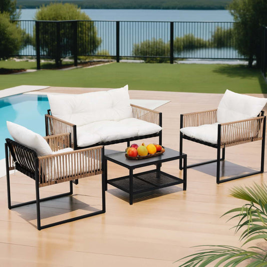 Gardeon 4 Seater Outdoor Sofa Set 4PCS Table Chair Set Garden Patio Furniture - OZ Home Deals