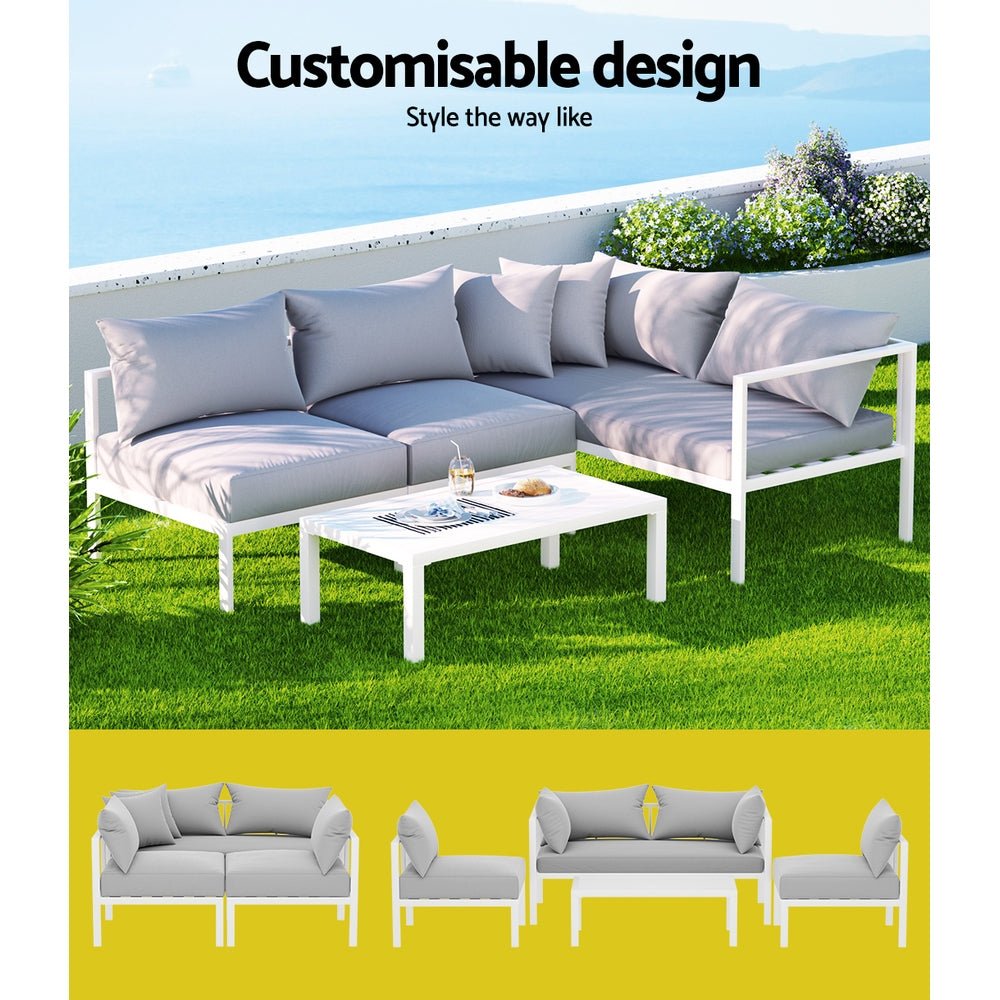 Gardeon 4 Seater Outdoor Sofa Set Aluminium Lounge Setting - OZ Home Deals