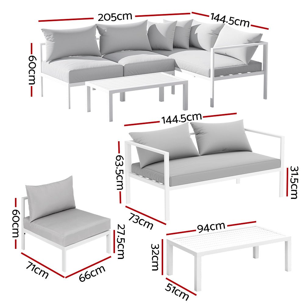 Gardeon 4 Seater Outdoor Sofa Set Aluminium Lounge Setting - OZ Home Deals