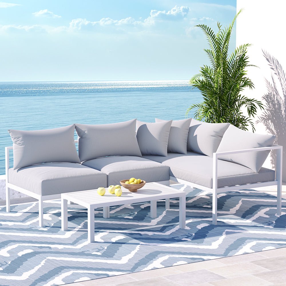 Gardeon 4 Seater Outdoor Sofa Set Aluminium Lounge Setting - OZ Home Deals