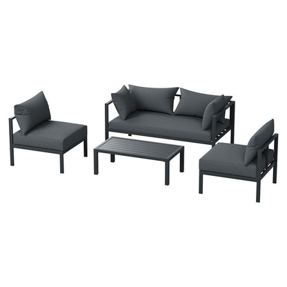 Gardeon 4 Seater Outdoor Sofa Set Aluminium Patio Furniture Setting 4PC Charcoal - OZ Home Deals