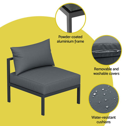 Gardeon 4 Seater Outdoor Sofa Set Aluminium Patio Furniture Setting 4PC Charcoal - OZ Home Deals