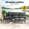 Gardeon 4 Seater Outdoor Sofa Set Aluminium Patio Furniture Setting 4PC Charcoal - OZ Home Deals