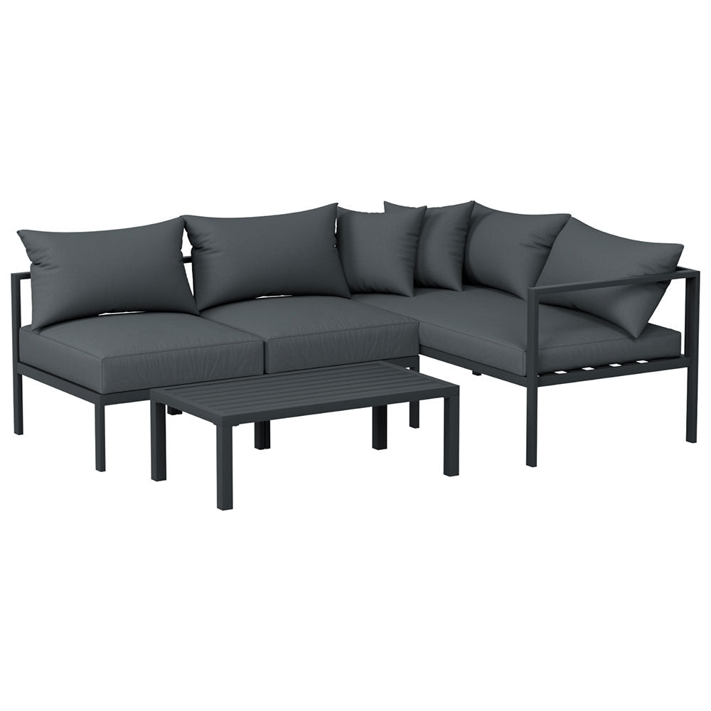 Gardeon 4 Seater Outdoor Sofa Set Aluminium Patio Furniture Setting 4PC Charcoal - OZ Home Deals