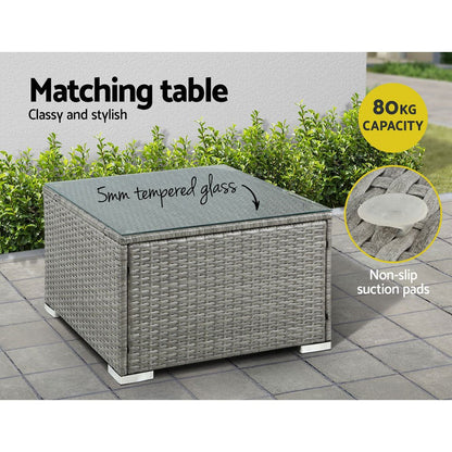 Gardeon 5-Piece Outdoor Sofa Set Wicker Couch Lounge Setting 4 Seater Grey - OZ Home Deals