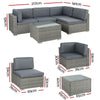 Gardeon 5-Piece Outdoor Sofa Set Wicker Couch Lounge Setting 4 Seater Grey - OZ Home Deals