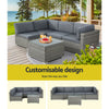 Gardeon 5-Piece Outdoor Sofa Set Wicker Couch Lounge Setting 4 Seater Grey - OZ Home Deals