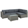 Gardeon 5-Piece Outdoor Sofa Set Wicker Couch Lounge Setting 4 Seater Grey - OZ Home Deals