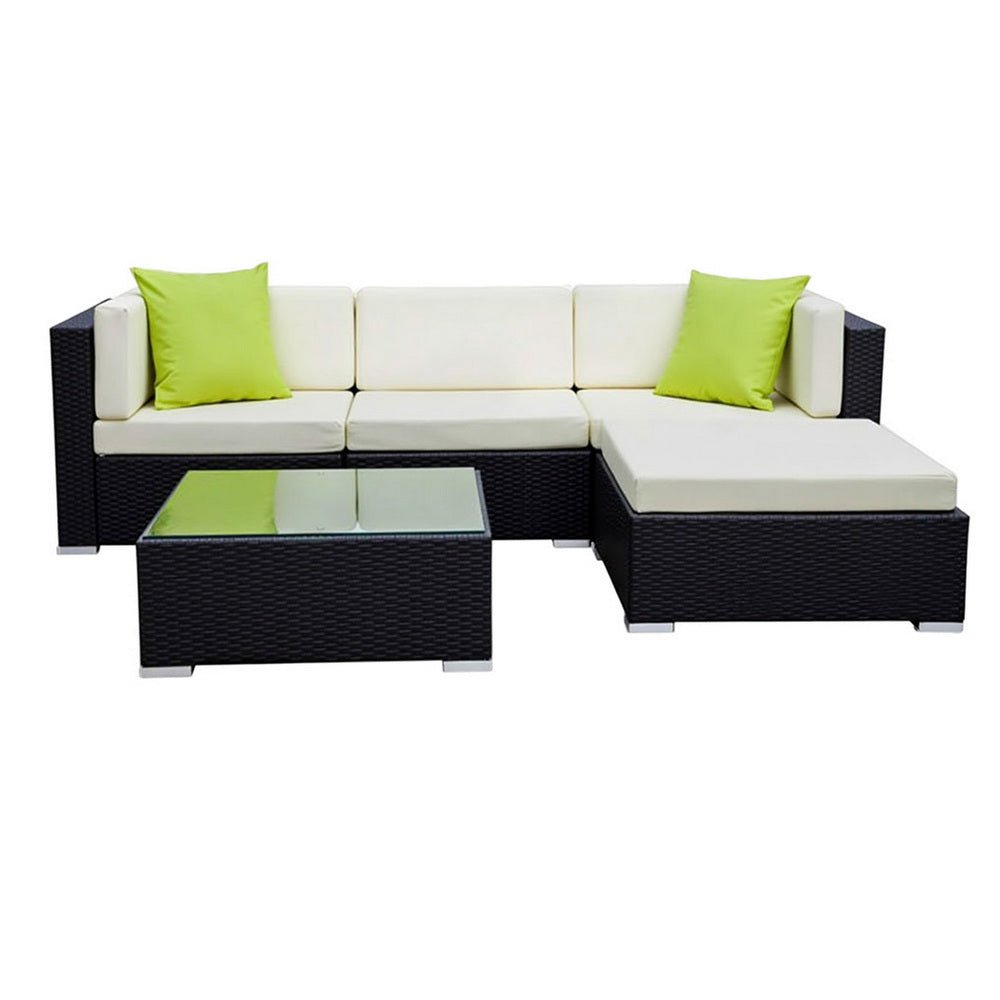Gardeon 5-Piece Outdoor Sofa Set Wicker Couch Lounge Setting Cover - OZ Home Deals