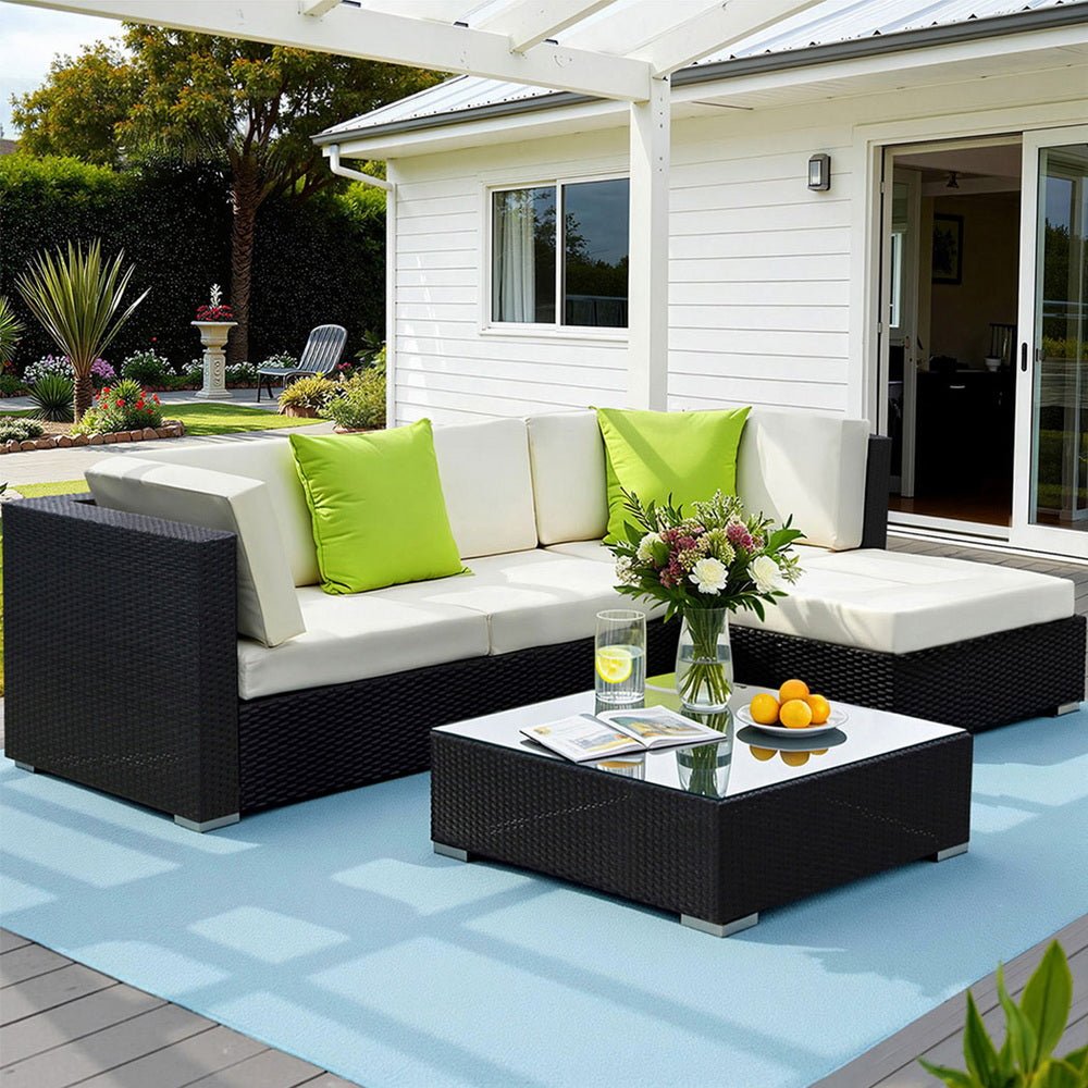 Gardeon 5-Piece Outdoor Sofa Set Wicker Couch Lounge Setting Cover - OZ Home Deals