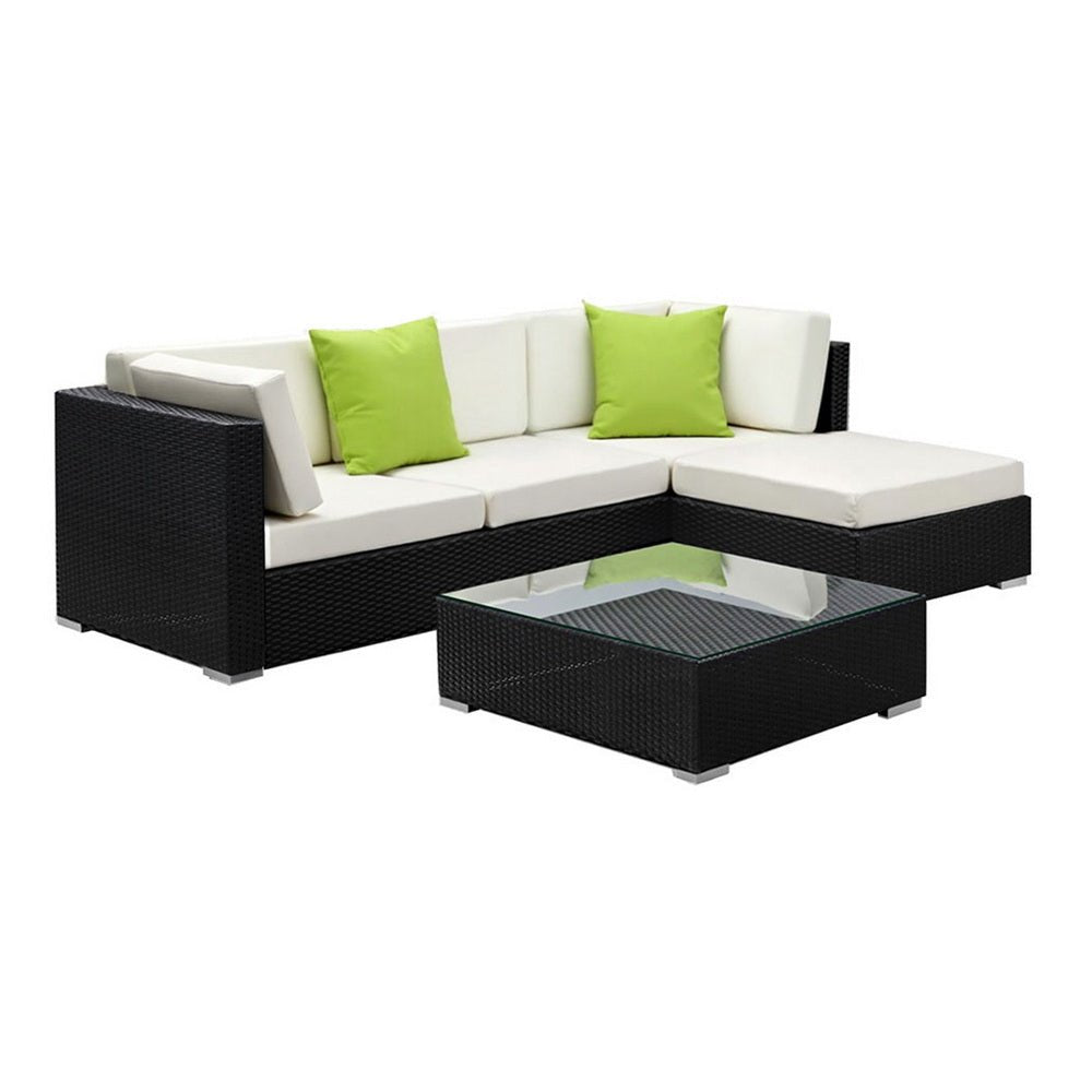 Gardeon 5-Piece Outdoor Sofa Set Wicker Couch Lounge Setting Cover - OZ Home Deals