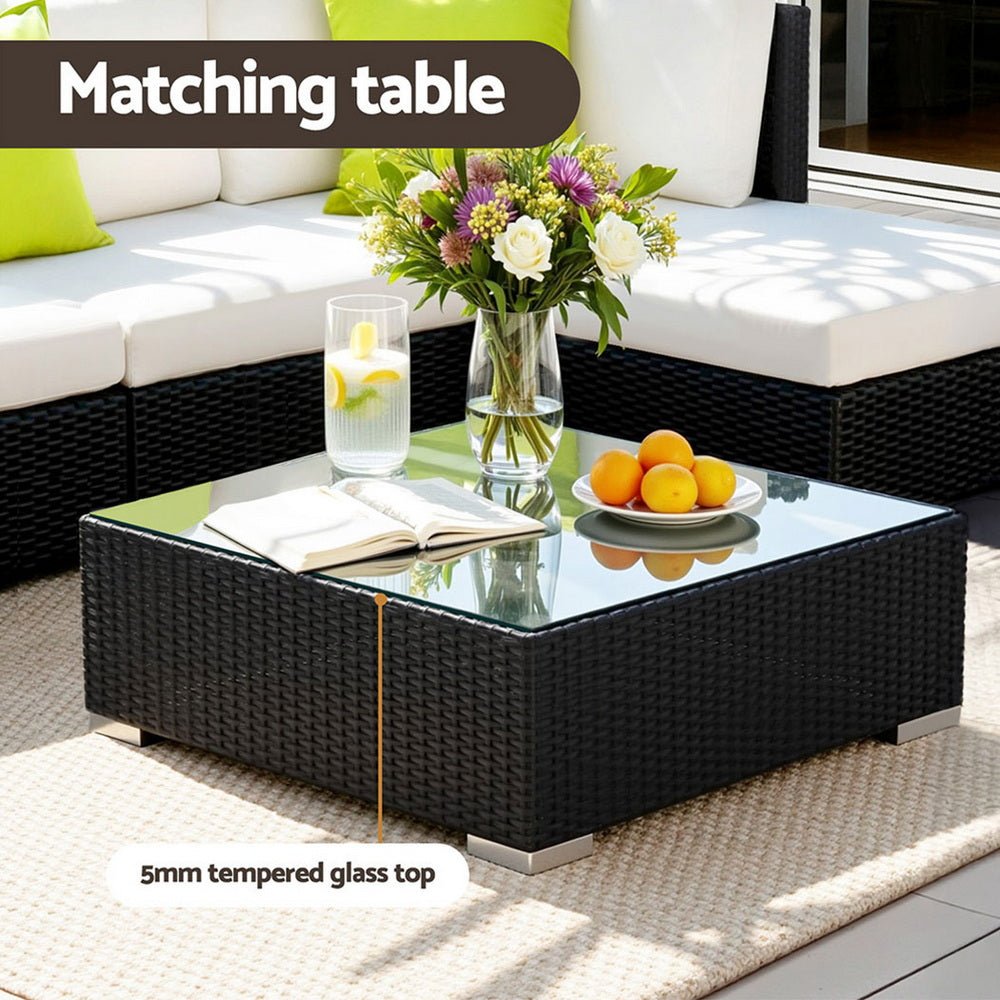 Gardeon 5-Piece Outdoor Sofa Set Wicker Couch Lounge Setting Cover - OZ Home Deals
