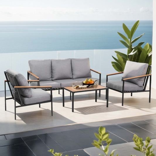 Gardeon 5 Seater Outdoor Sofa Set 4PCS Table Chair Garden Bench Patio Furniture - OZ Home Deals