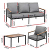 Gardeon 5 Seater Outdoor Sofa Set 4PCS Table Chair Garden Bench Patio Furniture - OZ Home Deals