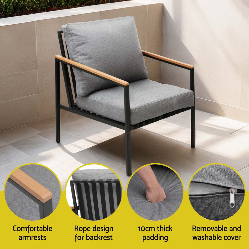 Gardeon 5 Seater Outdoor Sofa Set 4PCS Table Chair Garden Bench Patio Furniture - OZ Home Deals