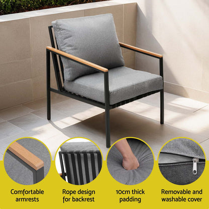 Gardeon 5 Seater Outdoor Sofa Set 4PCS Table Chair Garden Bench Patio Furniture - OZ Home Deals