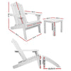 Gardeon 5PC Adirondack Outdoor Table and Chairs Wooden Sun Lounge Patio Furniture White - OZ Home Deals