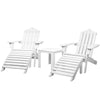 Gardeon 5PC Adirondack Outdoor Table and Chairs Wooden Sun Lounge Patio Furniture White - OZ Home Deals