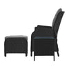 Gardeon 5PC Recliner Chairs Table Sun lounge Wicker Outdoor Furniture Adjustable Black - OZ Home Deals