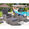Gardeon 5PC Recliner Chairs Table Sun lounge Wicker Outdoor Furniture Adjustable Grey - OZ Home Deals