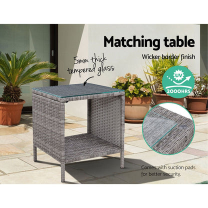 Gardeon 5PC Recliner Chairs Table Sun lounge Wicker Outdoor Furniture Adjustable Grey - OZ Home Deals