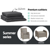 Gardeon 5PC Recliner Chairs Table Sun lounge Wicker Outdoor Furniture Adjustable Grey - OZ Home Deals