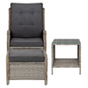 Gardeon 5PC Recliner Chairs Table Sun lounge Wicker Outdoor Furniture Adjustable Grey - OZ Home Deals