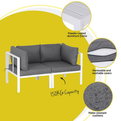 Gardeon 6PCS Outdoor Sofa Set Aluminium Table and Chairs Lounge Patio Furniture - OZ Home Deals