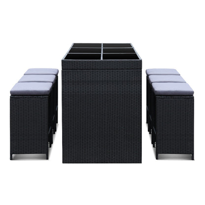 Gardeon 7-Piece Outdoor Bar Set Dining Table Stools Wicker Patio Setting - OZ Home Deals