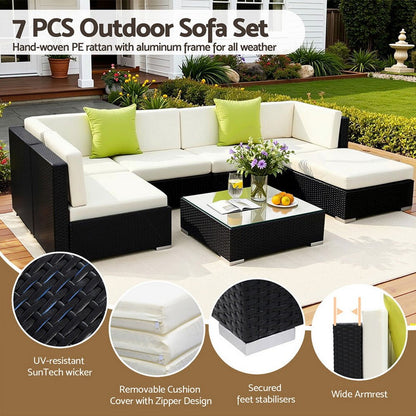 Gardeon 7-Piece Outdoor Sofa Set Wicker Couch Lounge Setting Cover - OZ Home Deals
