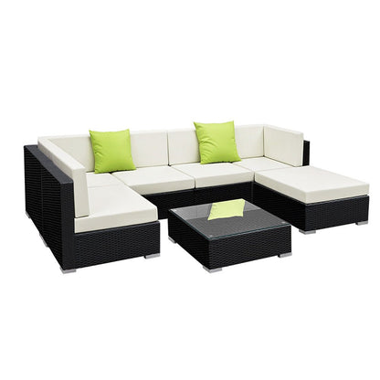 Gardeon 7-Piece Outdoor Sofa Set Wicker Couch Lounge Setting Cover - OZ Home Deals
